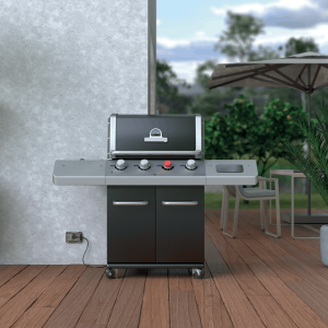 Presa Wide collegata al barbecue in giardino